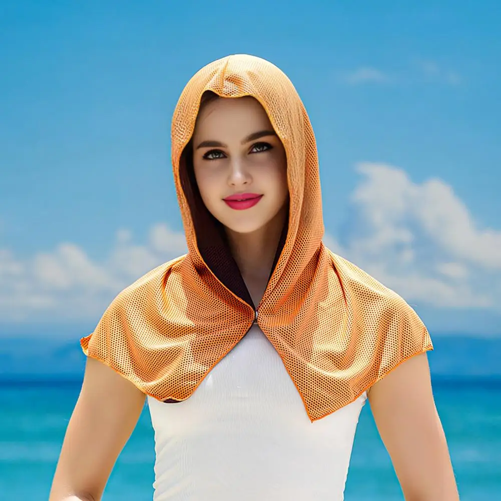 Toalla con capucha de secado rápido para protección solar, entrenamiento, toalla de hielo transpirable para clima caliente, chal para la cara y el cuello para deportes y gimnasio