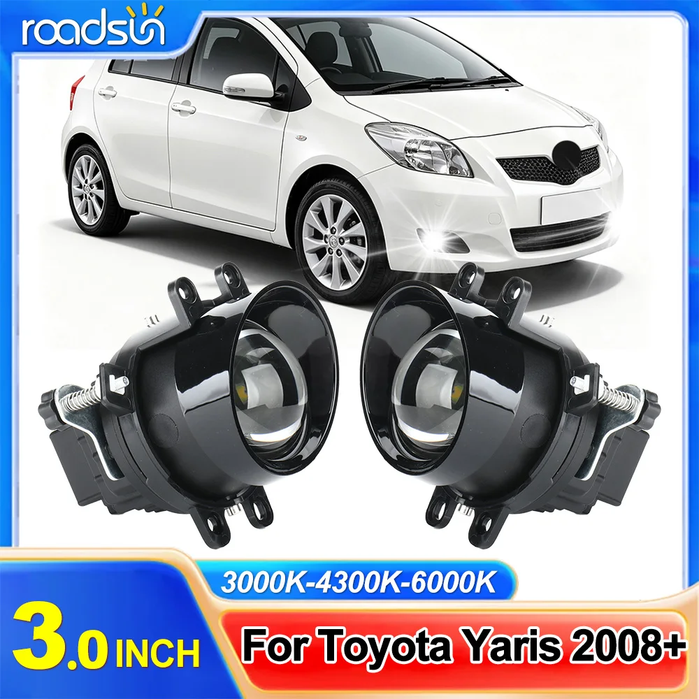 3.0 Inch Bi-LED Projector Lenses Fog Lamp Car Accessories For Toyota Yaris 2008+  Fog Lights Bulb White 6000K Yellow 3000K