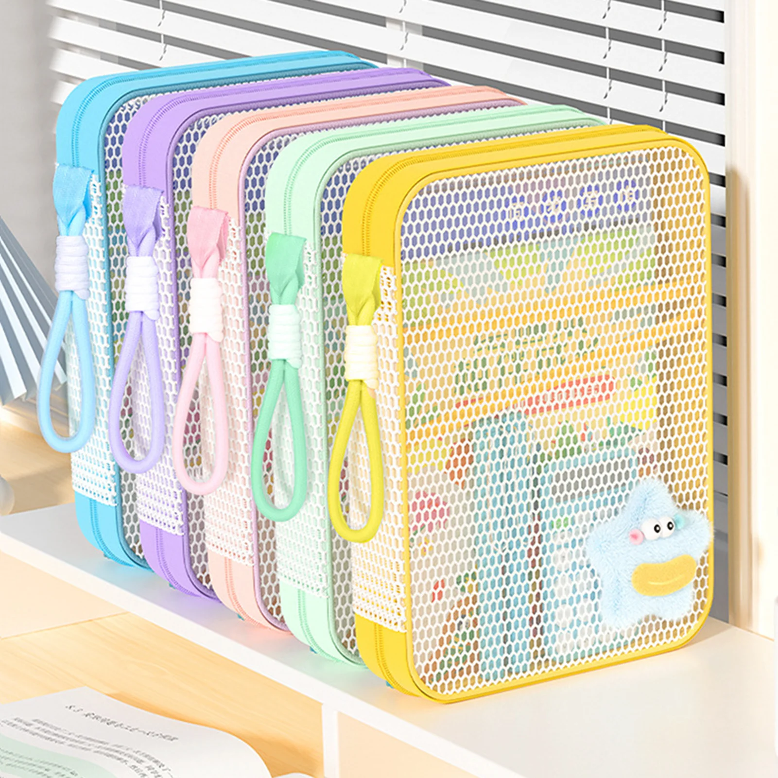 A4/A5 سستة حقيبة مستندات الدوبامين الملونة متعددة الطبقات موضوع مجلد ملفات سعة كبيرة حقيبة التخزين مع مقبض للطلاب