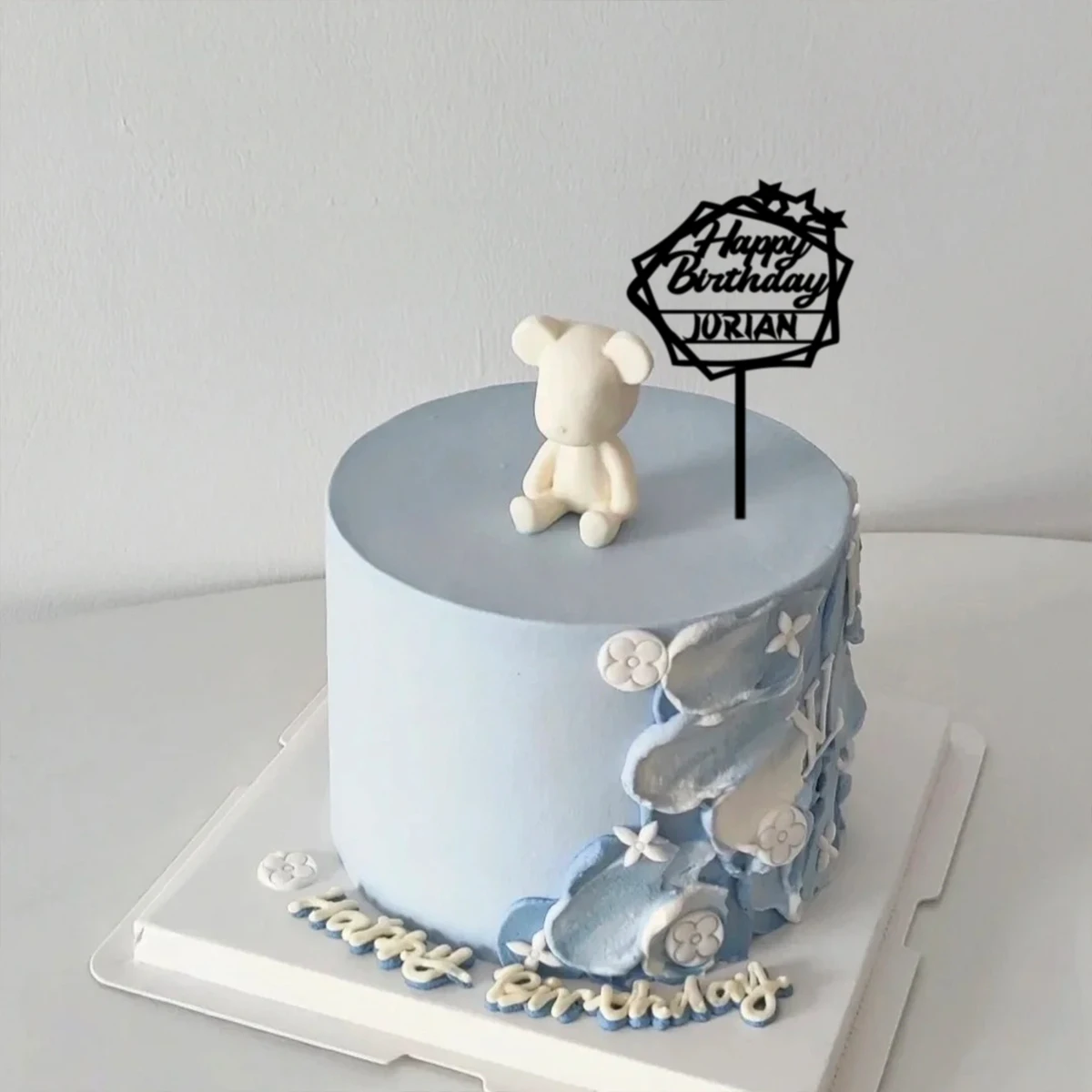1PC Affordable Happy birthday wishes with star patterns Customized Name Cake Sign Cake Ornaments Unique Birthday Party Décor