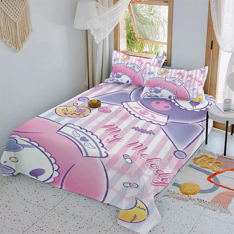 

1Pcs Summer Kuromi Kawaii Sanrio Children Bed Sheets Mat Decoration Cute Cartoon Ins My Melody Bed Cover Lovely Gifts for Kids