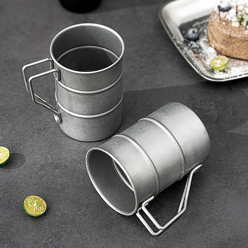 Retro Old Coffee Water Cup Industrial Style Oil Barrel Mug Outdoor Camping Picnic Beer Mug Drinking Utensils Stainless Steel