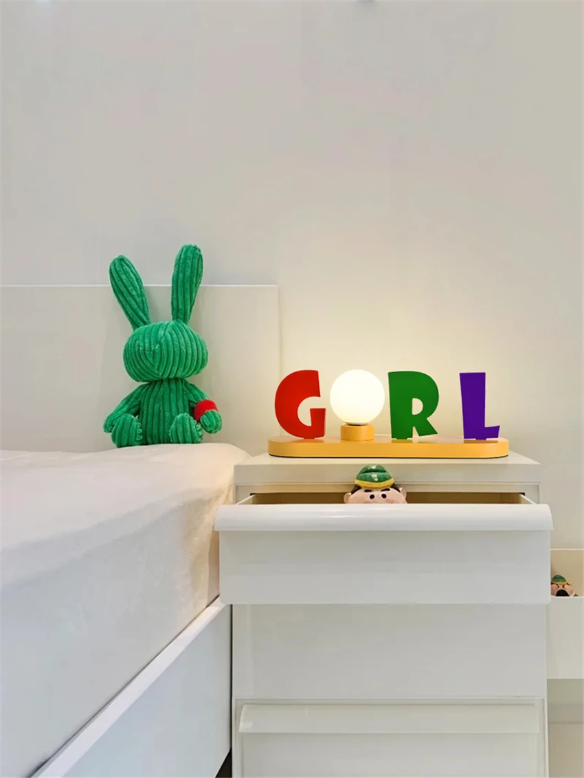 Nordic Bedroom Bedside Love Letter Shape Table Lamp Children's Room Living Room Study Room Home Decor Boy Girl Room Table Lights