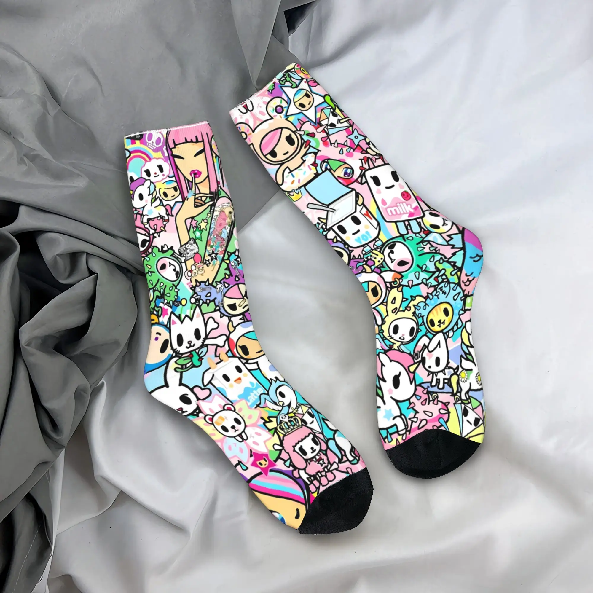 Женские и мужские носки Tokidoki Kawaii Donutella Sandy Unicorno, противоскользящие, средней мягкости, зимние готические носки для скейтборда.
