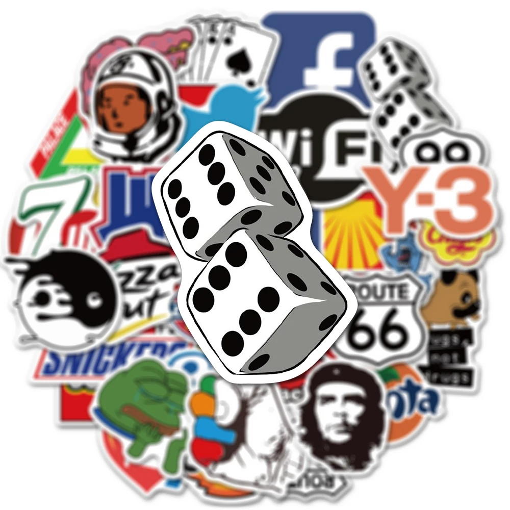 10/30/50/100pcs Classic Cool Fashion Brand Logo Adesivi Graffiti impermeabili FAI DA TE Skateboard Bagagli Telefono Cartoon Decalcomanie Imballaggio