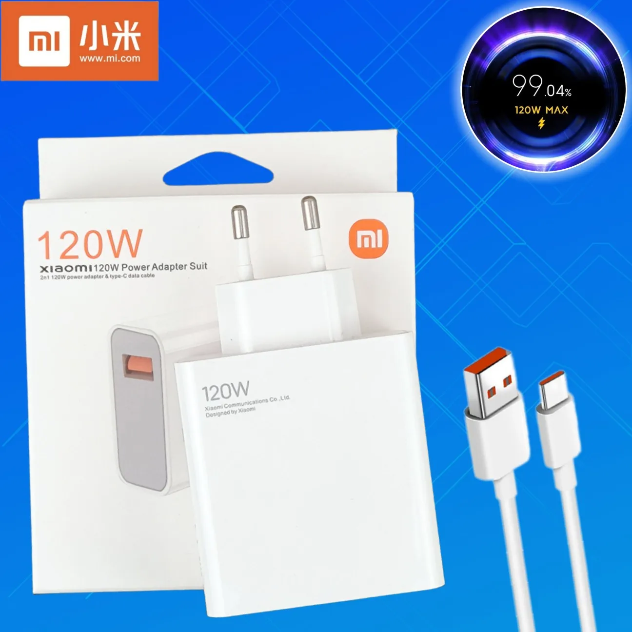 

XiaoMi Usb C 120W Charger Turbo Fast Gan EU/US Supply Power Adapter Type C Cable For Mi 14 13T Pro 13 Ultra Poco X5 M5 F5 GT 5G