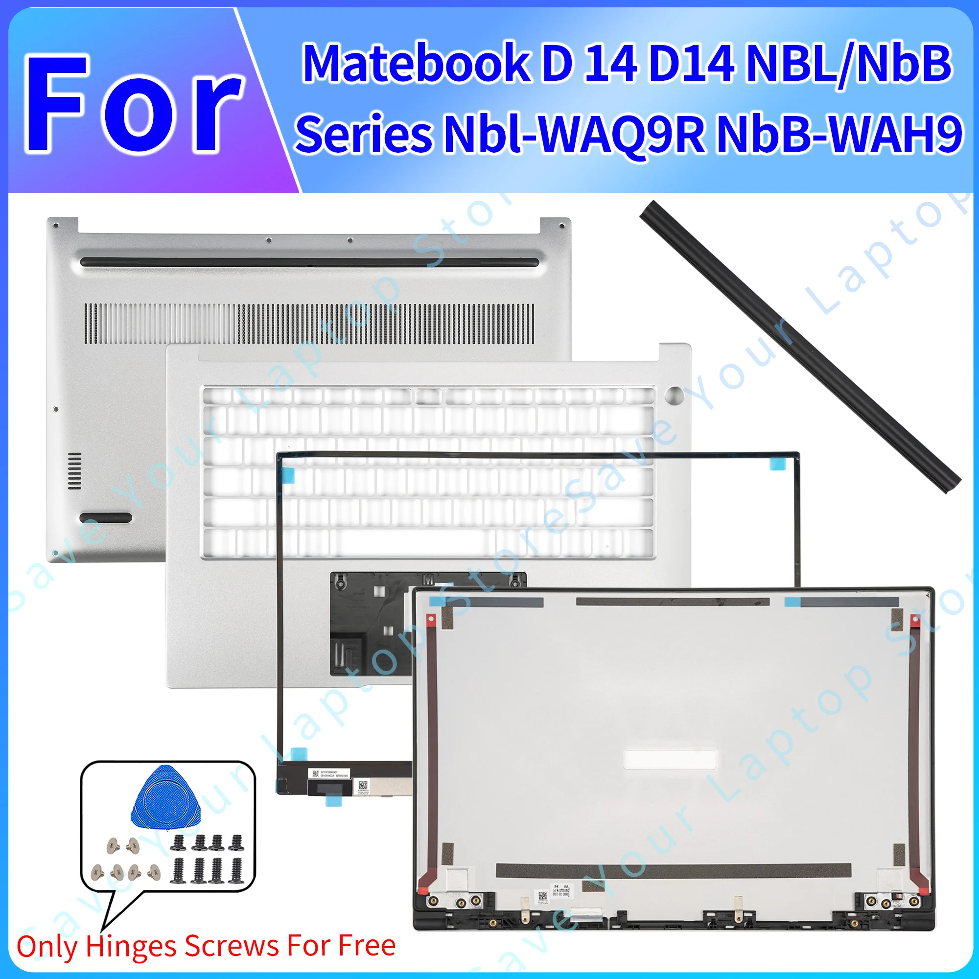 

New Lid For Huawei Matebook D14 NBL/NbB Series Nbl-WAQ9R NbB-WAH9 LCD Back Cover Front Bezel Bottom HingeCover Parts Replace