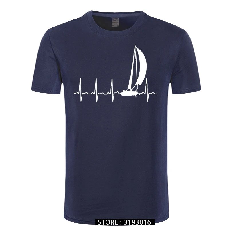 Sailing T Shirt SAILING IN A HEARTBEAT T-Shirt Summer Graphic Tee Shirt Cute 100 Cotton Short Sleeve  Mens Tshirt