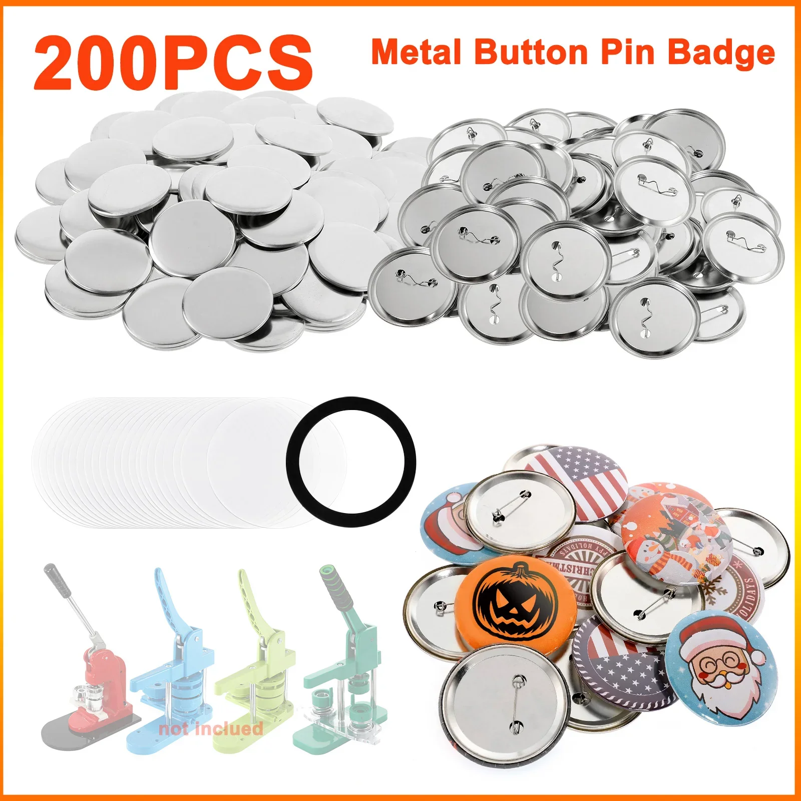 200Sets Metal Badge Pin Button Maker Parts 25mm 32mm 37mm DIY Blank Badge Button Parts for Art Crafts Making Iron-Base Badges