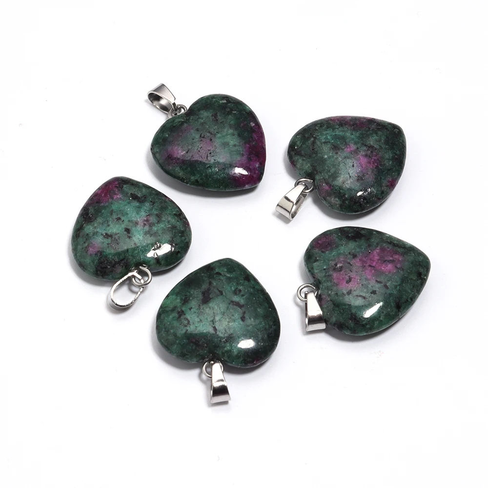 Natural Stone Mix Color Heart Shape Charms for DIY Making