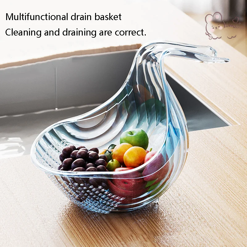 Drain Basket Bpa Free Vegetable Washing Basket With Handle Drainage Holes For Fruit Cleaning Multifunctional Food Grade Basin