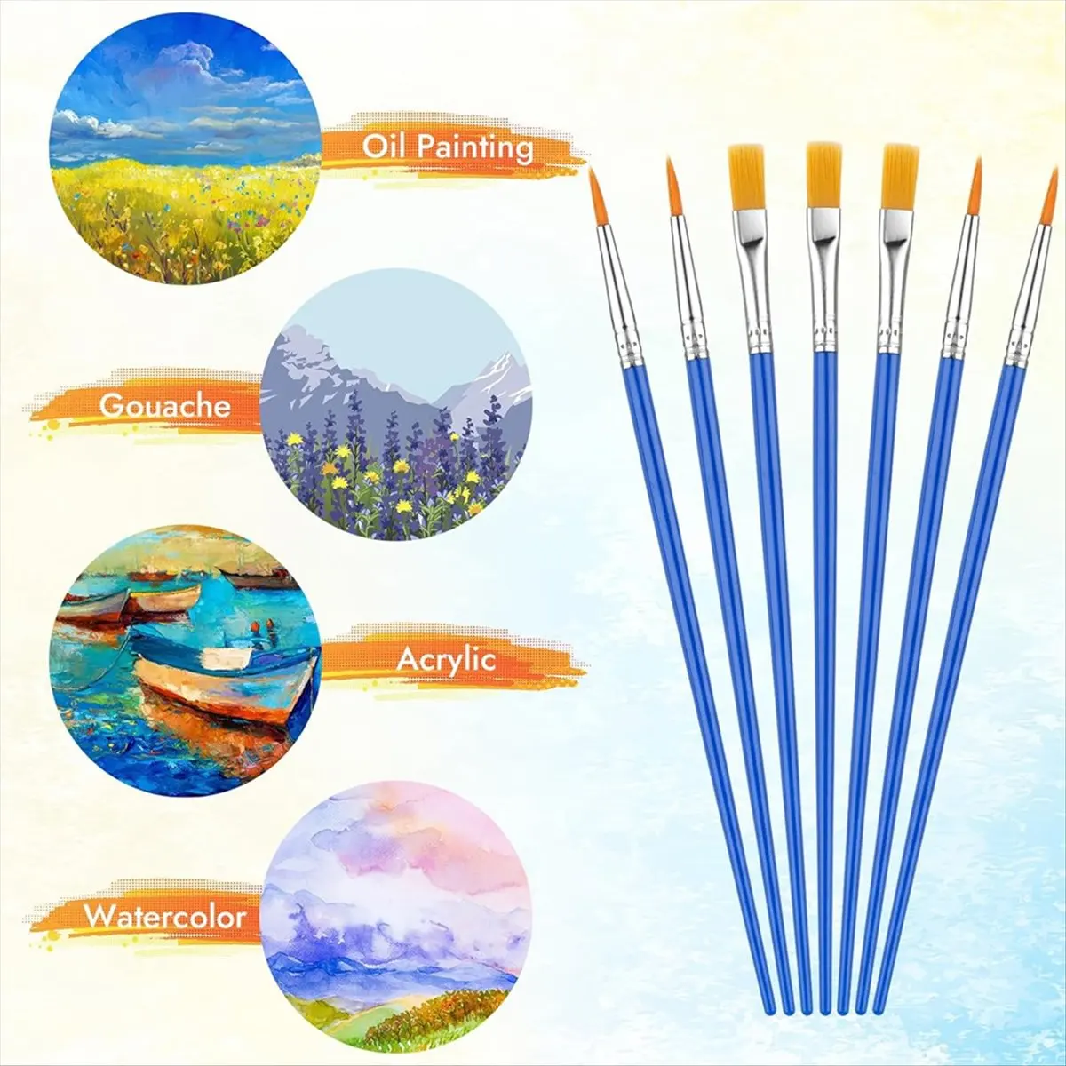 Vogue petits pinceaux en vrac, 88 pièces brosses à cheveux en nylon, pinceaux de peinture acrylique ronds à pointe plate ou huile acrylique pour enfants et adultes
