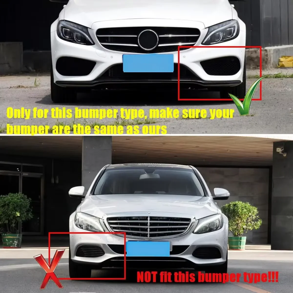 Front Bumper Air Vent Cover Foglamp Trim Mesh Grill Frame for Benz C Class W205 C43 AMG C180 C200 Sport 2015-2019 Carbon Styling