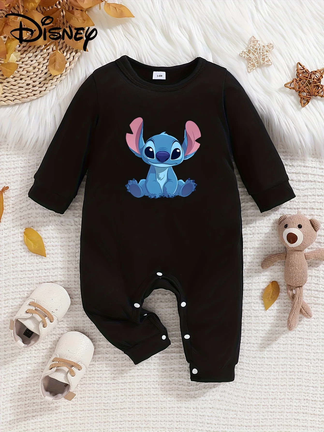 

【Осанторизованный】Детский комбинезон с длинными рукавами и строчкой Диснея, милый узор, круглый вырез, мягкий и удобный, можно стирать в машине, подходит для всех сезонов, подходит для уличного ношения, подарок на день рождения