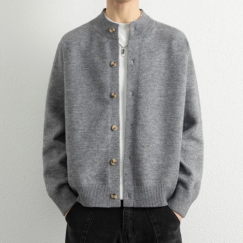 

2026 New American Lazy Style Casual Knitted Cardigan Men's Loose Button Sweater Jacket Luxury
