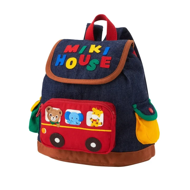 Miki Backpack Japanese Style Kids Cute Cartoon Bear Bus Car School Bag Baby Kindergarten Backpack