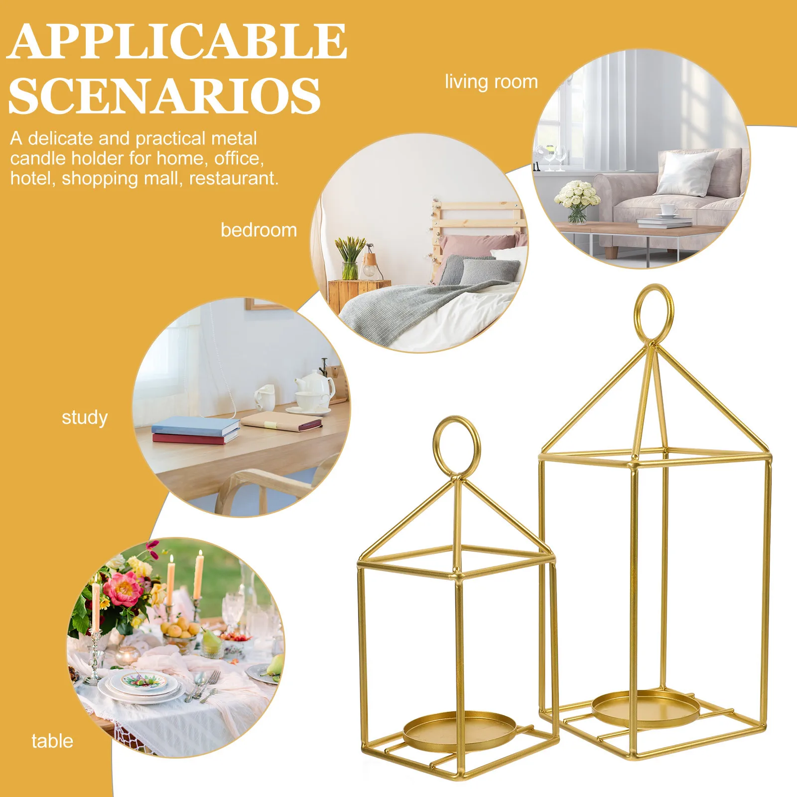 2Pcs Simple Iron Art Candleholder Versatile Decoration for Festive Parties and Candlelight Dinners Holders