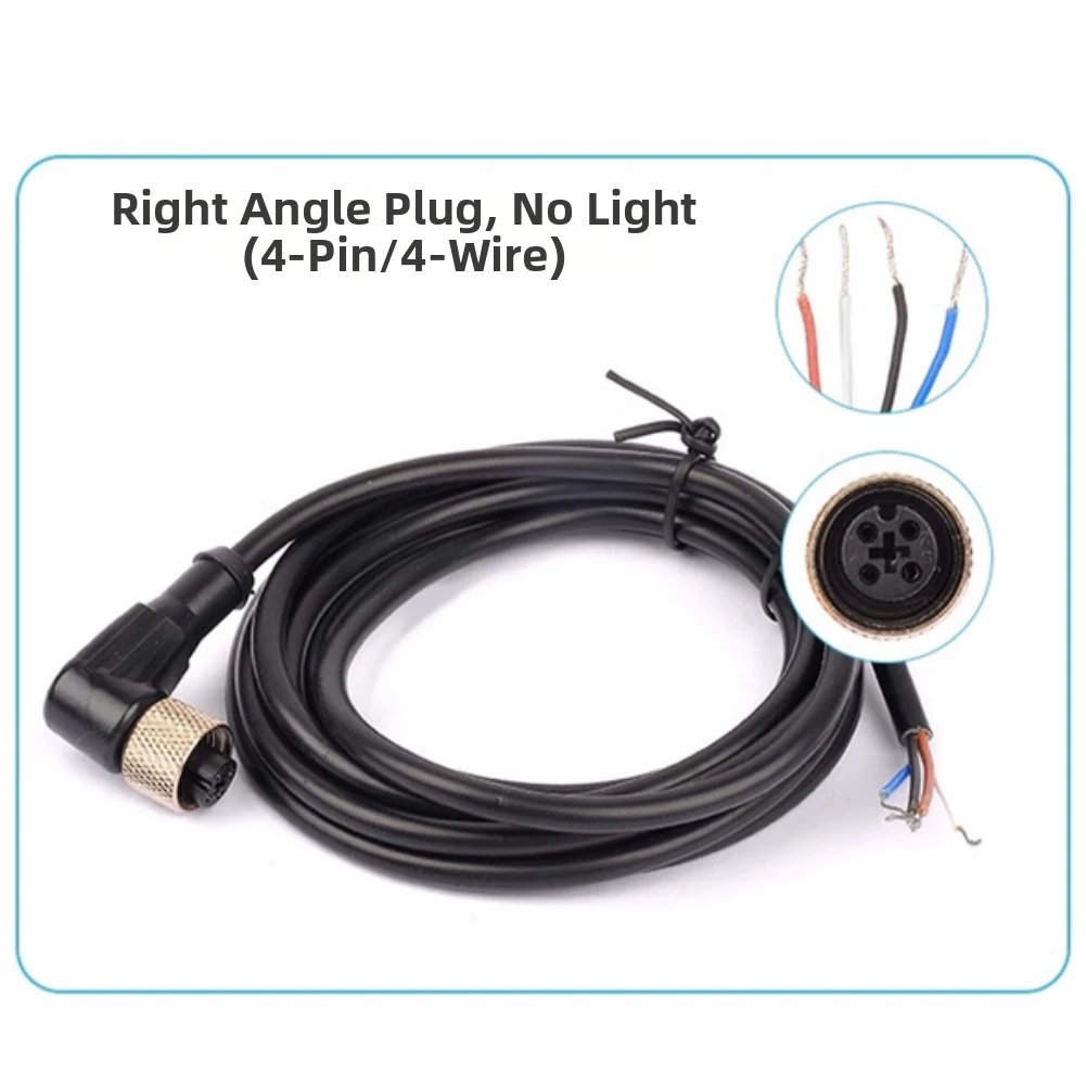 12mm 3 Pin Female Connector Cable 2M PVC Sensor Aviation Socket Straight Right Angle All Copper Conductor 360 For Protection