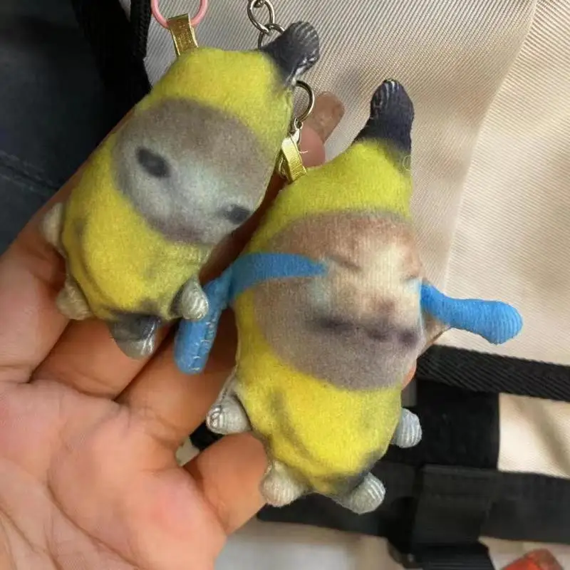 Banana Crying Cat Happy Banana Cat Cry Meme Plush Toy Banana Cat Sound Pendant Keyring Cry Banana Cat Keychain Doll Toy