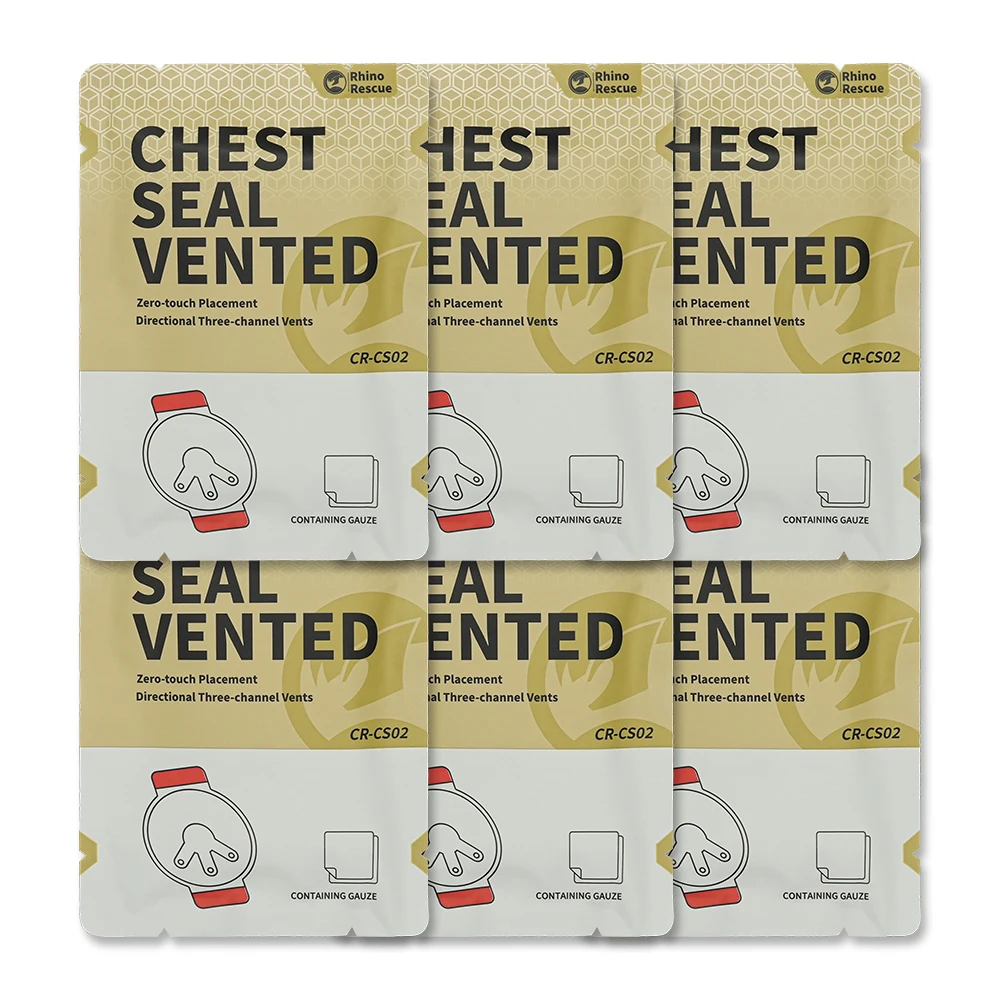 Ce Approved Rhino Rescue Chest Seal Vent Medical Combat Chest Seal Vented With Valved Wound Dressing Trauma Bandage