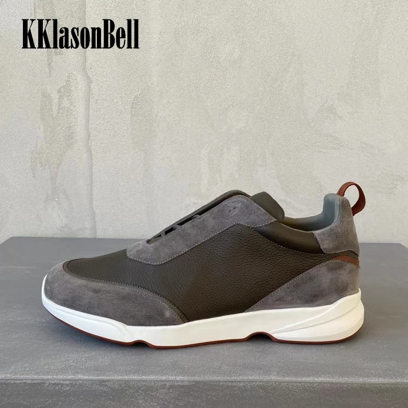 10.6 L*P Men's Vulcanize Shoes Cow Leather Contrast Color Lace-Up Casual Sneakers Trainers KKlasonBell