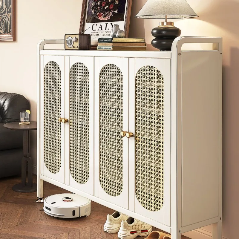 Steel rattan shoe cabinet, simple storage cabinet at the door of the home