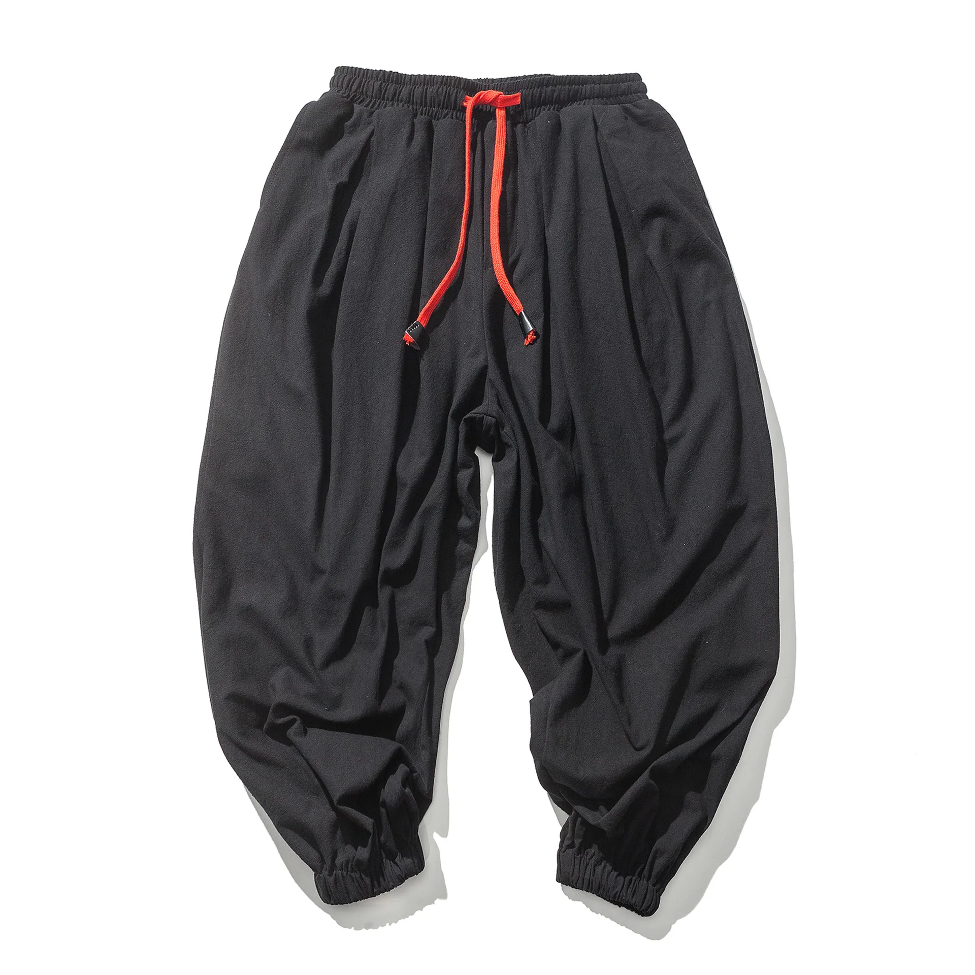 FGKKS ربيع الرجال فضفاض سراويلي حريمي الكتان الصيني زيادة الوزن Sweatpants عالية الجودة ماركة غير رسمية كبيرة الحجم بنطلون الذكور