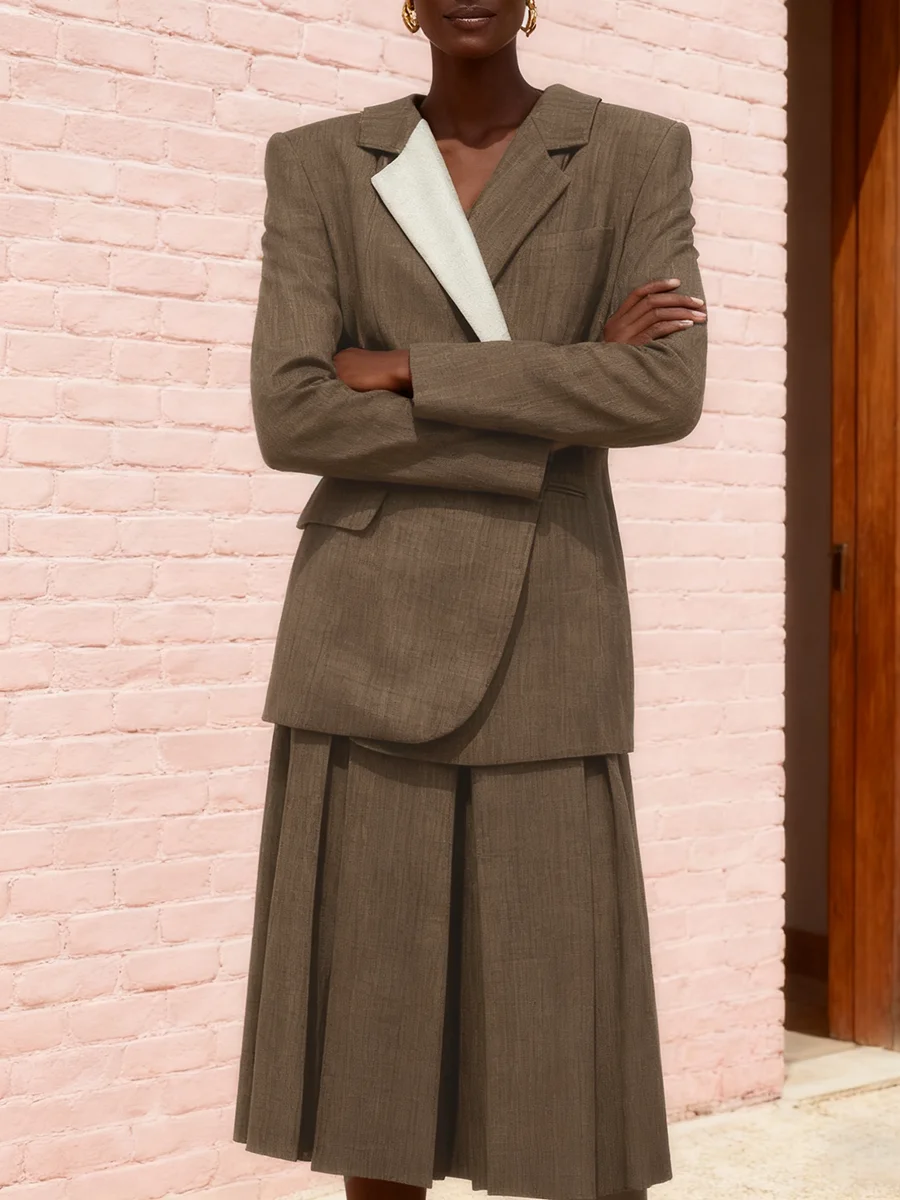 VGH Giacche eleganti da pendolare dimagranti per donna Scollo a V Manica lunga Tasche impiombate Giacca autunnale firmata Stile moda femminile