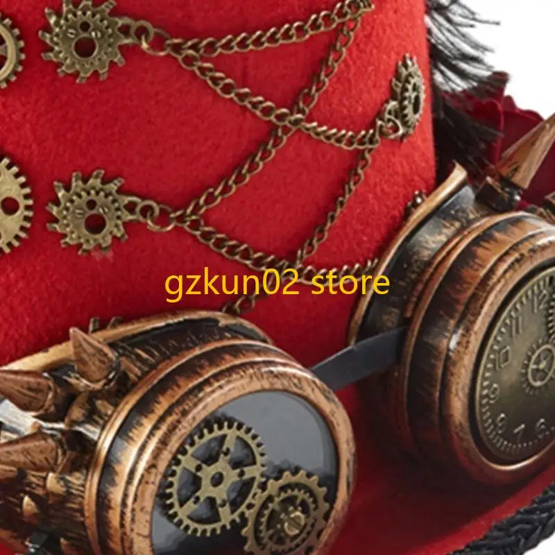KXRB Steampunk Time Chapéu Steampunk Cartola para homens com óculos Chapéu Steampunk