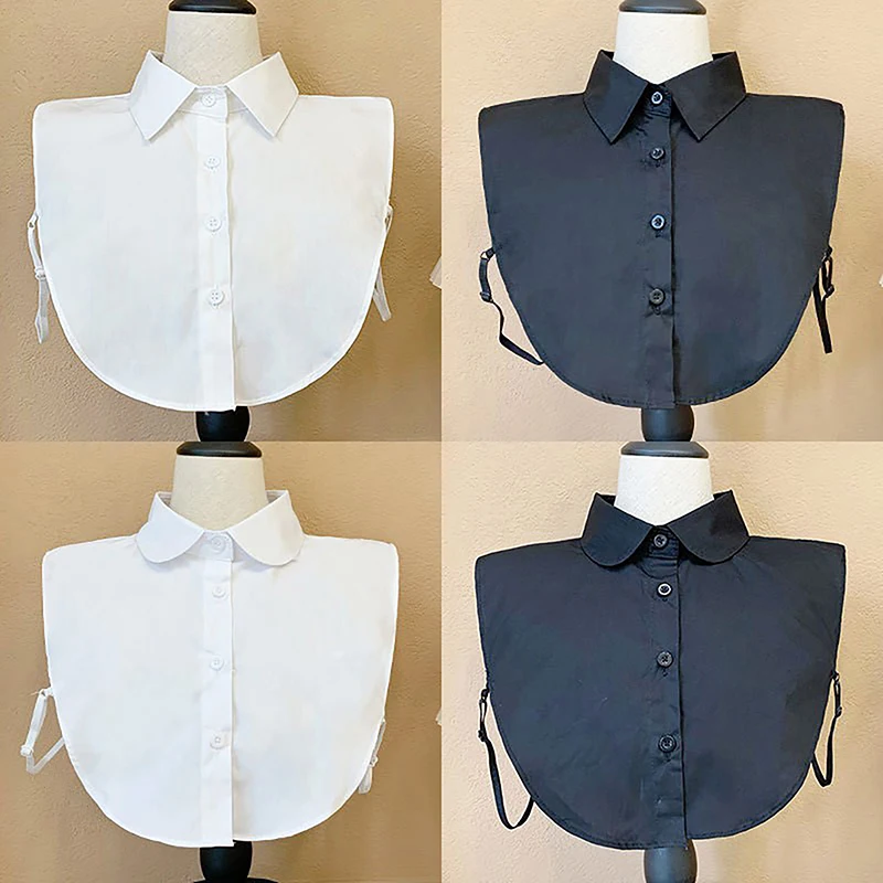 Women Cotton Fake Collar Blouse Vintage Solid Detachable Shirt Collar False Lapel Blouse Top Women Clothes Accessories