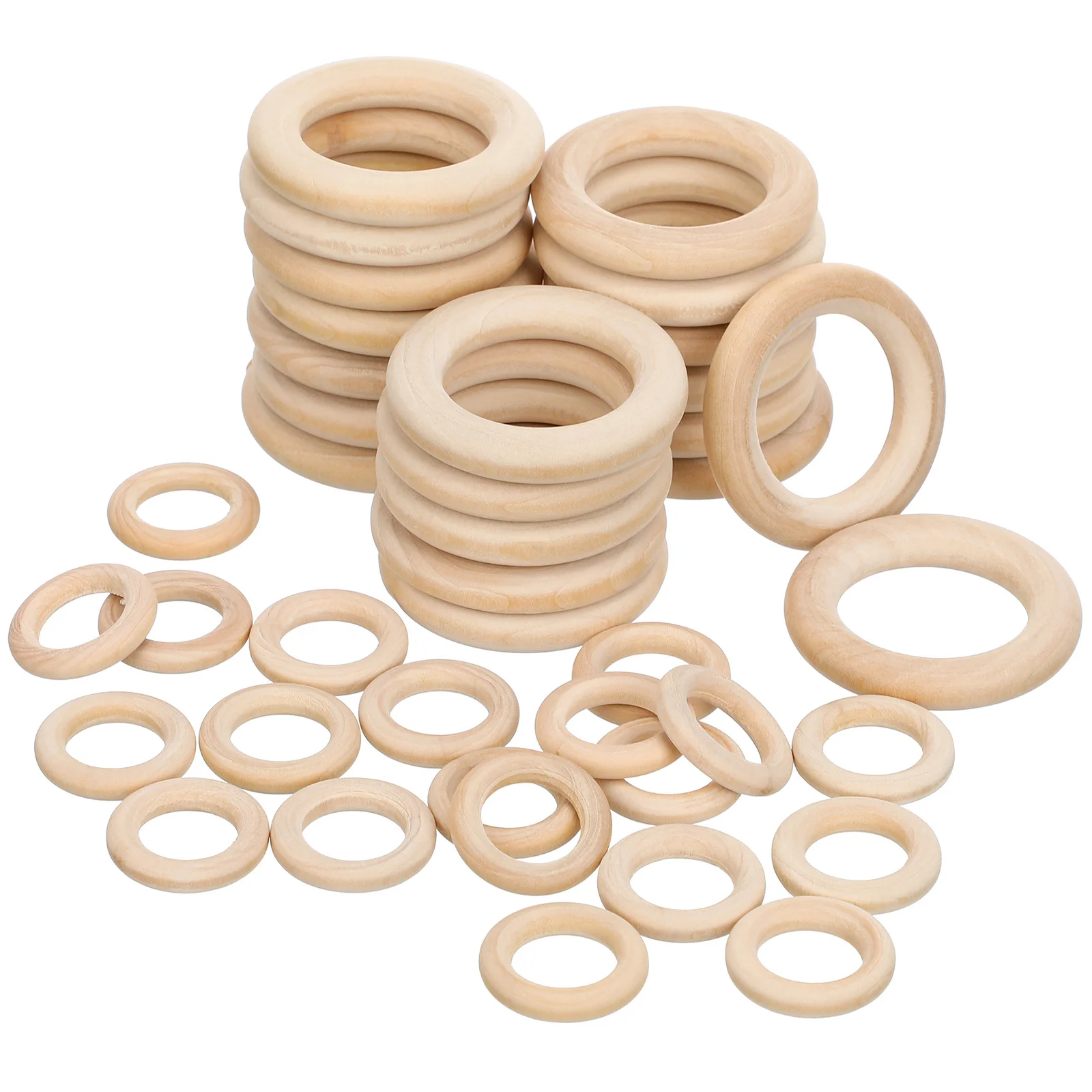

40Pcs Wooden Rings Unfinished Smooth Blank Hoops for DIY Jewelry Making Crafts Macrame Projects Accessories DIY Ring