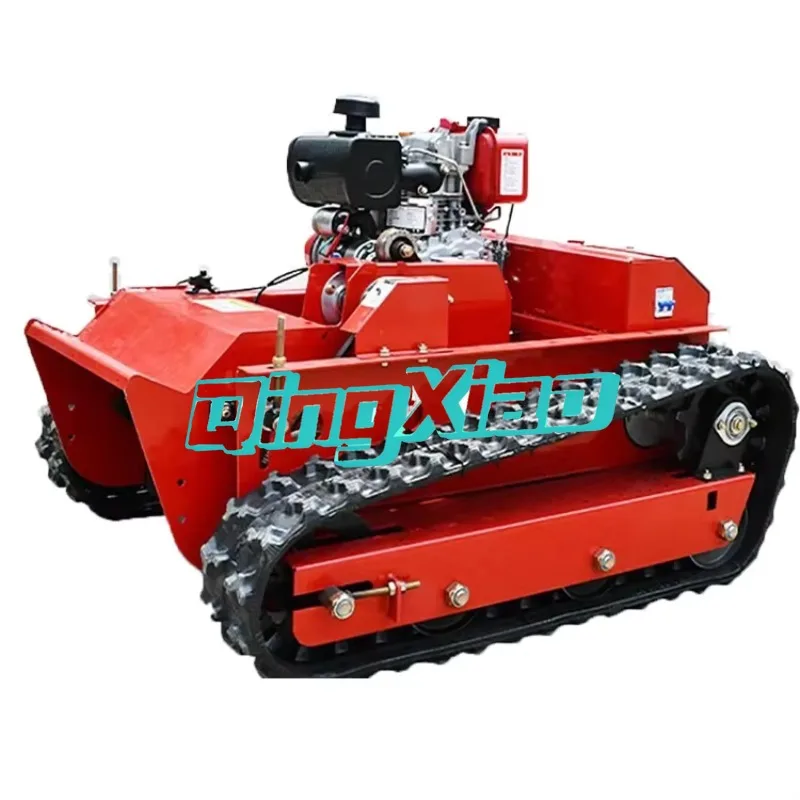 Rubber Tracks Cylinder Zero Turn Flail Agriculture Robot Remote Control Slope Lawn Mower Tractor Grass  Cutter High Speed Stable