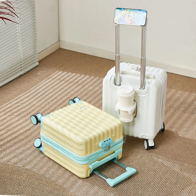 حقيبة حمل مقاس 14 بوصة مع حامل أكواب وحامل هاتف مناسبة لكل من الرجال والنساء للرحلات القصيرة بعجلات دوارة