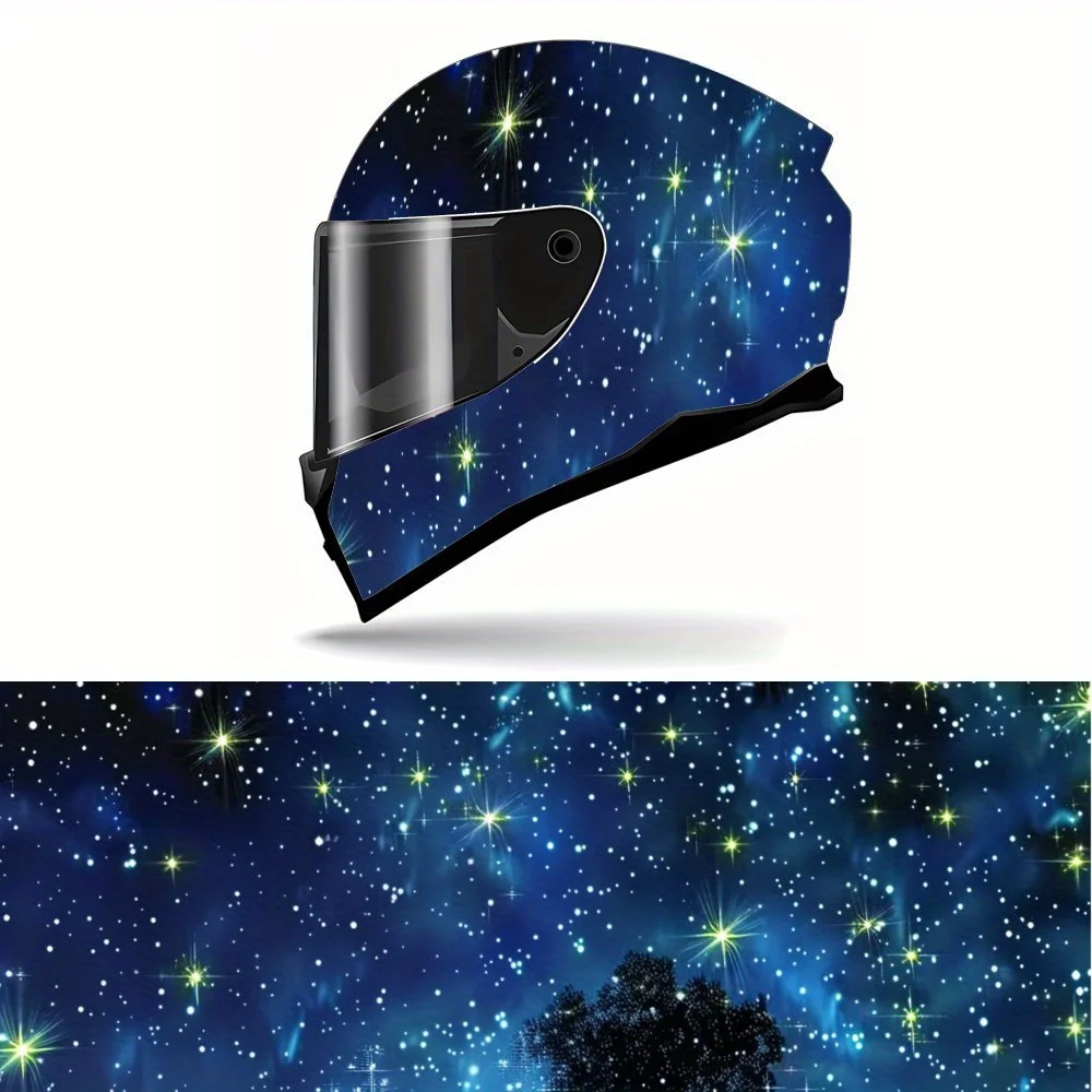

Bright Starry Sky Full Face Helmet Painting Sticker - Waterproof and Scratch Resistant Self Adhesive PVC Sheet with Artistic Aes