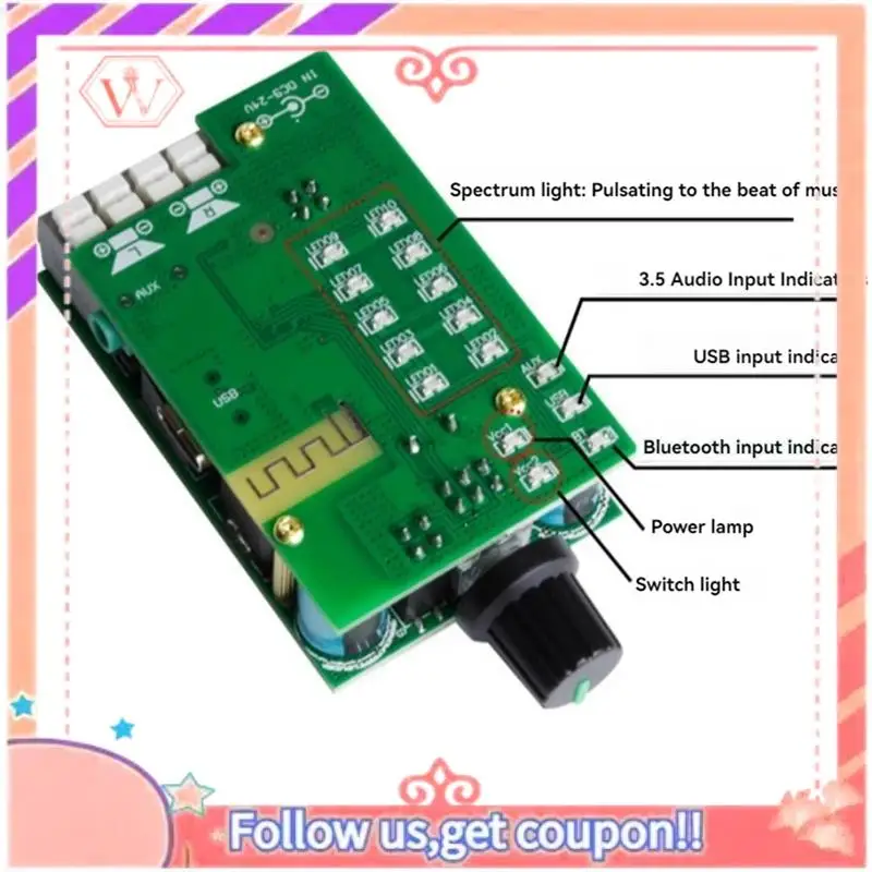 Upgraded TPA3116 Bluetooth 5.0 Audio Module Hifi Level 2.0 Amplifier Board 2X50w Digital Audio Release