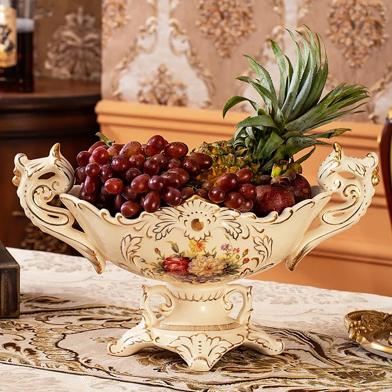 yyhcEuropean ceramic fruit plate set, living room luxury high-end fruit plate, household dried fruit plate creative coffee table