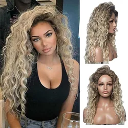 WHIMSICAL W Fluffy Afro Deep Wave Synthetic Wig Natural 30Inch Hair Wigs For Women Cosplay