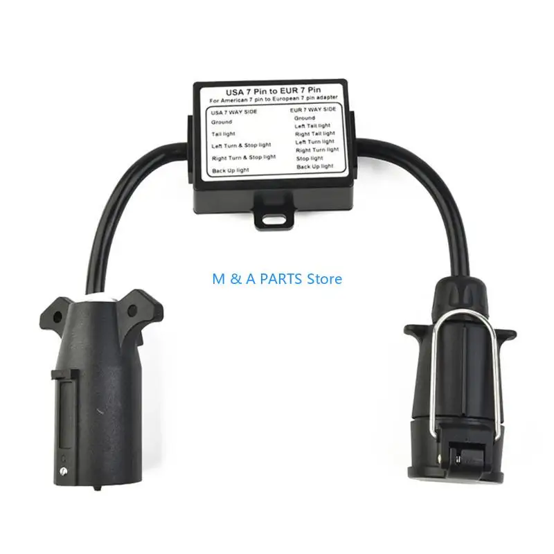 U1JF Trailer Light to EU Trailer Light Converter Connector US Vehicle 7Pin Blade Socket to EU 7Pin Round Plug Connector