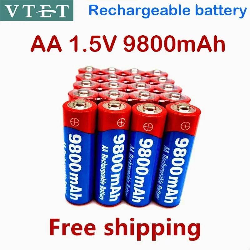 2025 Brand New 2-20pcs 1.5V AA Rechargeable Battery 9800mAh NI-MH Rechargeable Battery  for LED Lamp Toy Mp3 Fan Remote Control