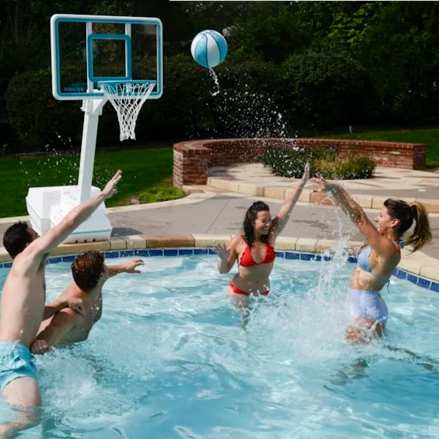 18 Inch Outdoor Stainless Steel Vinyl Coated Basketball Hoop Rim Replacement for Swimming Pool Backboard with Splash and Slam D