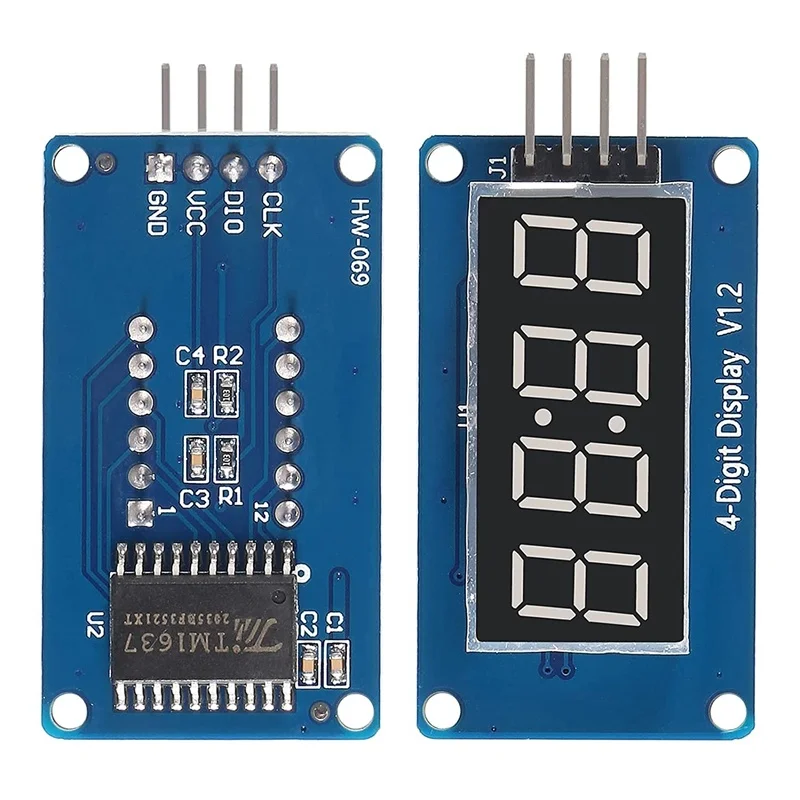 6PCS 4 Digits 7 Segment Digital Tube TM1637 LED Display Module I2C with Clock Display for Arduino and Raspberry Pi