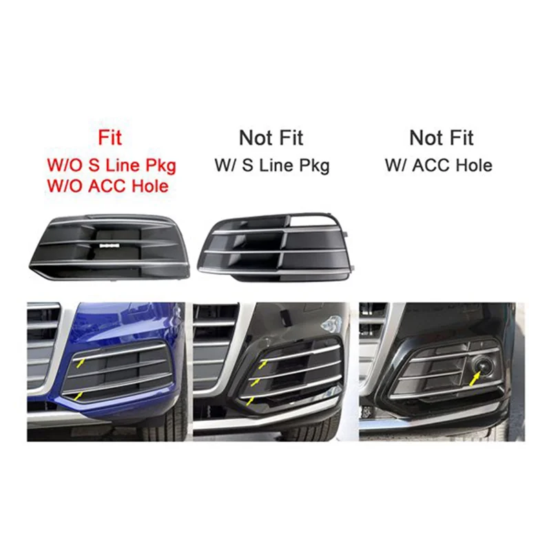 Right Driver Side Car Front Bumper Fog Light Lamp Grille Cover Trim 80D807680E for Audi Q5 SQ5 2018 2019 2020