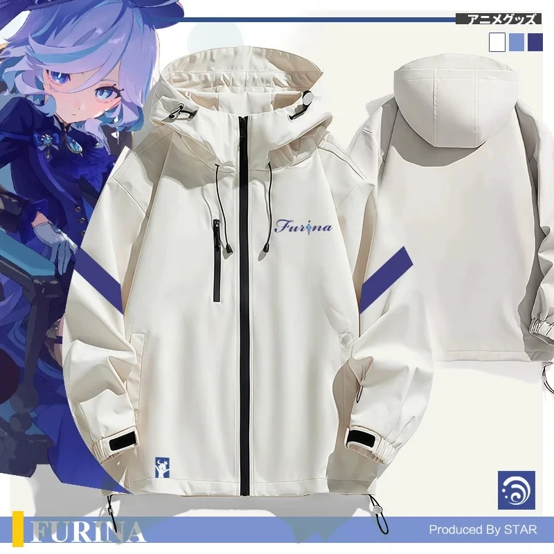 Genshin Impact Venti Furina Flins Kazuha Cospaly Costume Hoodie Casual Coat Women Men Long Sleeve Zipper Sweatshirt Tops Jacket
