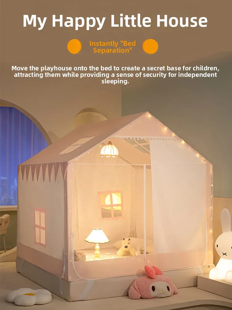 

Pure Cotton Mosquito Net Class a Light Blocking Three Door Opening Small House Style Bedding for Children And Infants Home Use