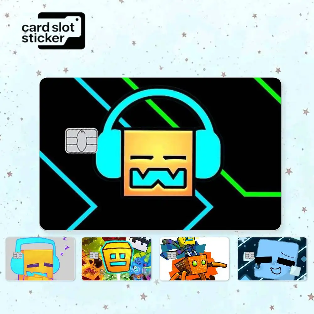 

Funny Geometry Dash Lite Credit Card HD Stickers Game Card Decal Small Chip Waterproof Sticker Gift
