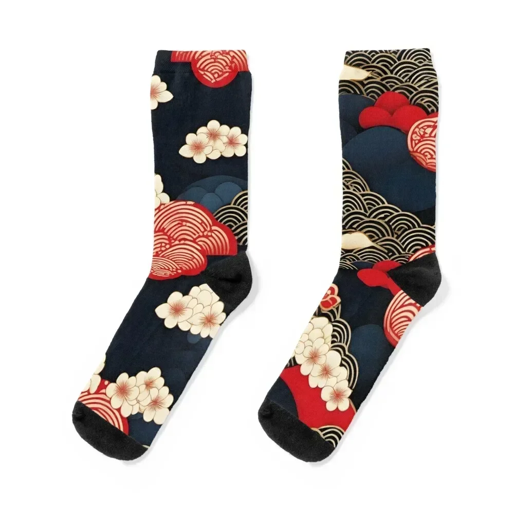 Traditional Japanese Kimono Pattern, Wagara Socks golf gym hockey Woman Socks Men's