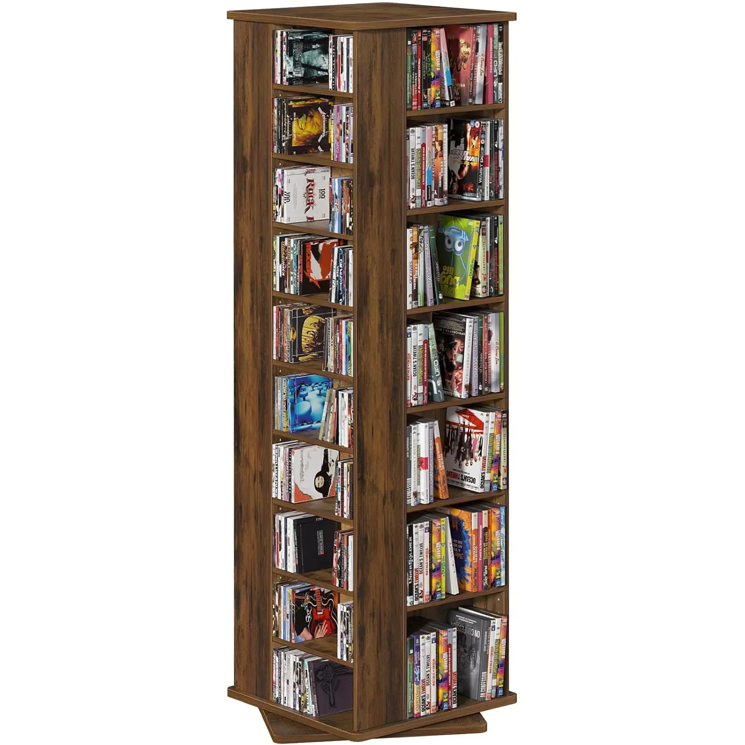 DVD Storage Shelf,Rotating DVD Rack with Adjustable Shelves