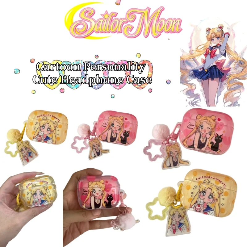 Sailor Moon Anime Cartoon Stylish Personality Earphone Case Suitable for AirPods 1/2/3/4 Pro/Pro2/Pro3 Earphone Protective Case