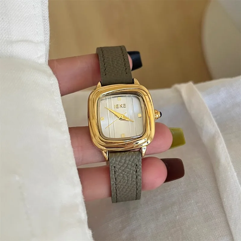 

Retro Square Gold Leather Women's Watch Leisure Quartz Japanese Movement Waterproof Clock Office Women's Watch Montes Femmes