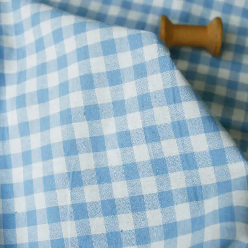 新しい純粋な綿色のチェック柄生地シャツスカート文学スタイル手作り DIY テーブルクロスホームテキスタイル生地